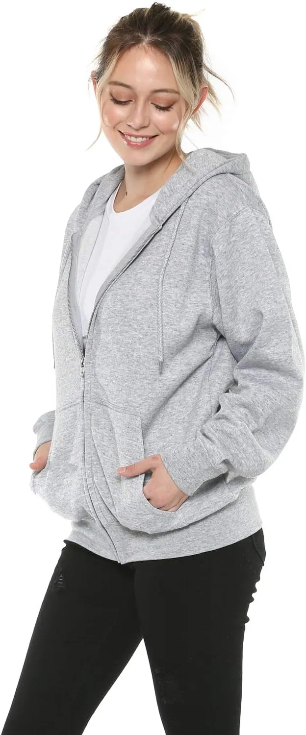 Urban Look Womens California and Los Angeles Drawstring Fleece Zip Up Hoodies