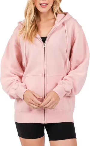 Urban Look Womens California and Los Angeles Drawstring Fleece Zip Up Hoodies