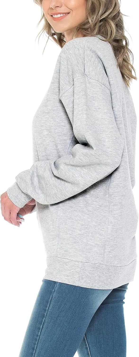 Urban Look Womens Casual Fleece Lined Pullover Sweatshirt with Plus Sizes