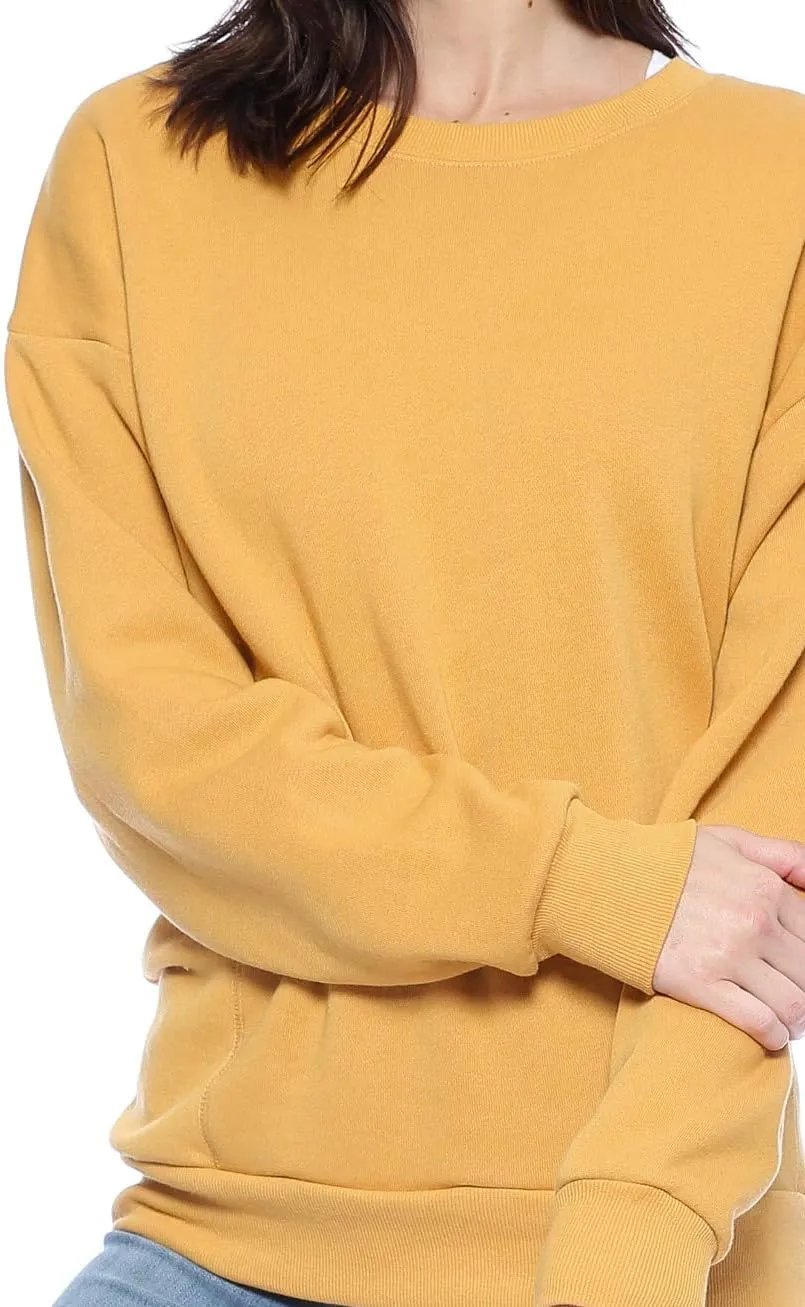 Urban Look Womens Casual Fleece Lined Pullover Sweatshirt with Plus Sizes