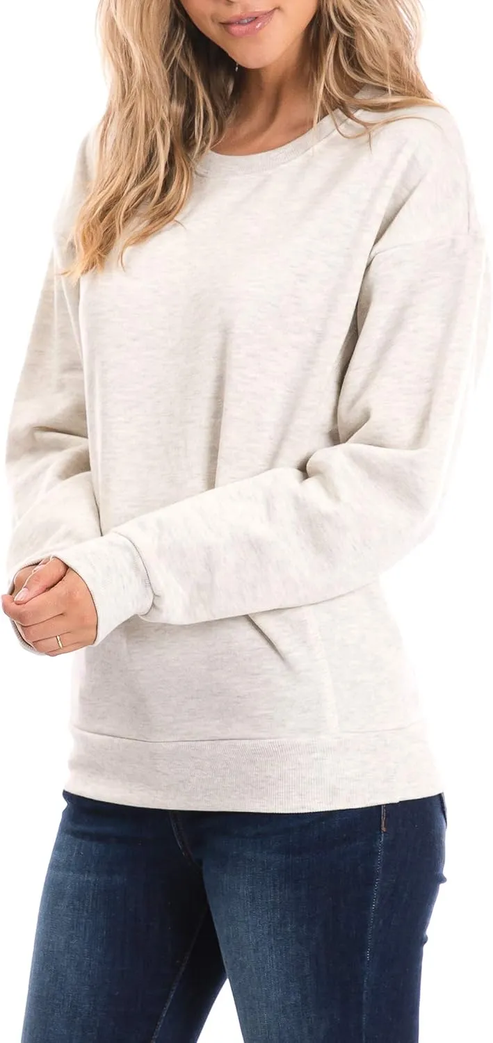 Urban Look Womens Casual Fleece Lined Pullover Sweatshirt with Plus Sizes