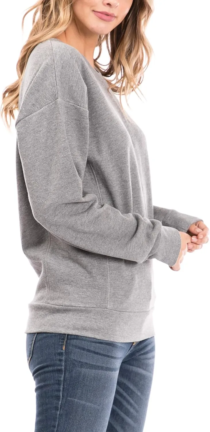 Urban Look Womens Casual Fleece Lined Pullover Sweatshirt with Plus Sizes