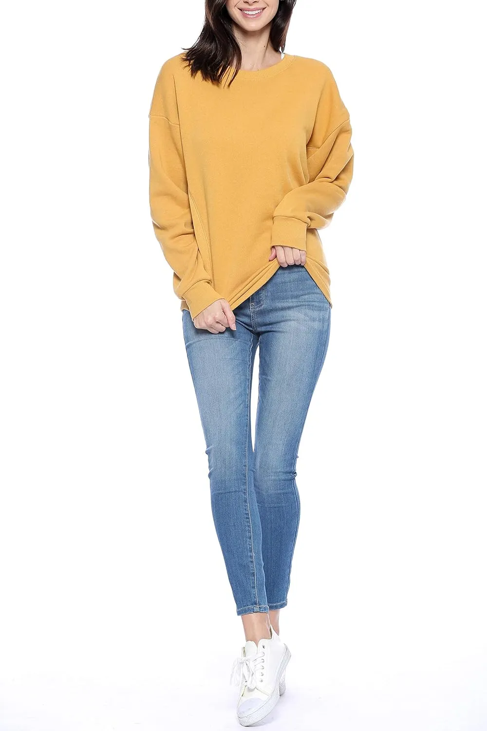 Urban Look Womens Casual Fleece Lined Pullover Sweatshirt with Plus Sizes