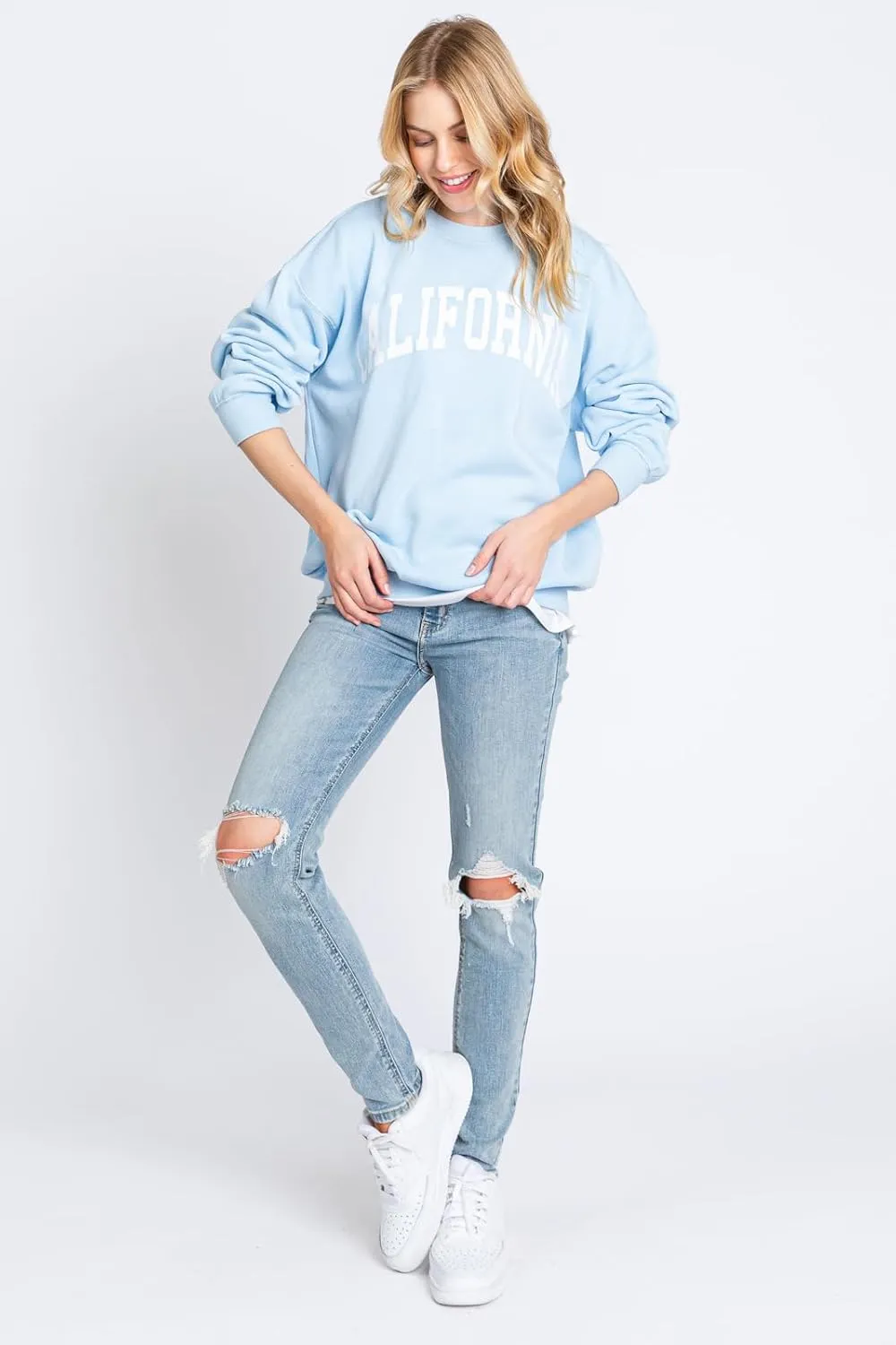 Urban Look Womens Loose Fit California and Los Angeles Fleece Sweatshirts
