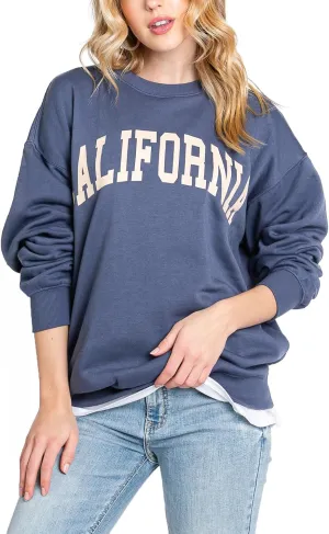 Urban Look Womens Loose Fit California and Los Angeles Fleece Sweatshirts