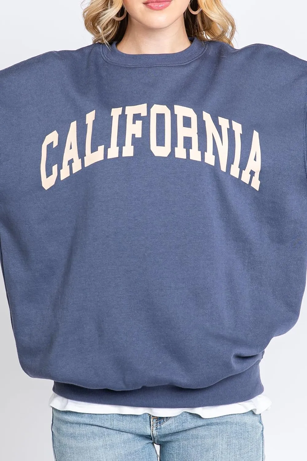 Urban Look Womens Loose Fit California and Los Angeles Fleece Sweatshirts