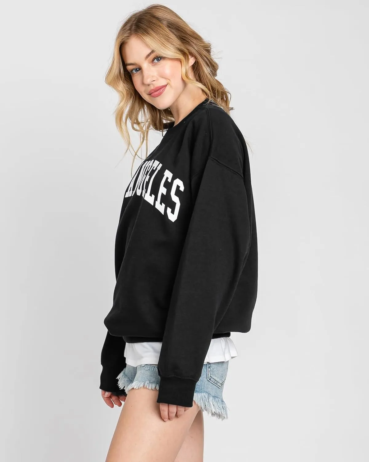 Urban Look Womens Loose Fit California and Los Angeles Fleece Sweatshirts