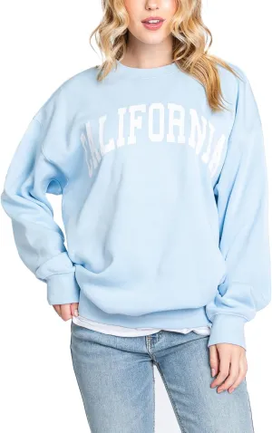 Urban Look Womens Loose Fit California and Los Angeles Fleece Sweatshirts