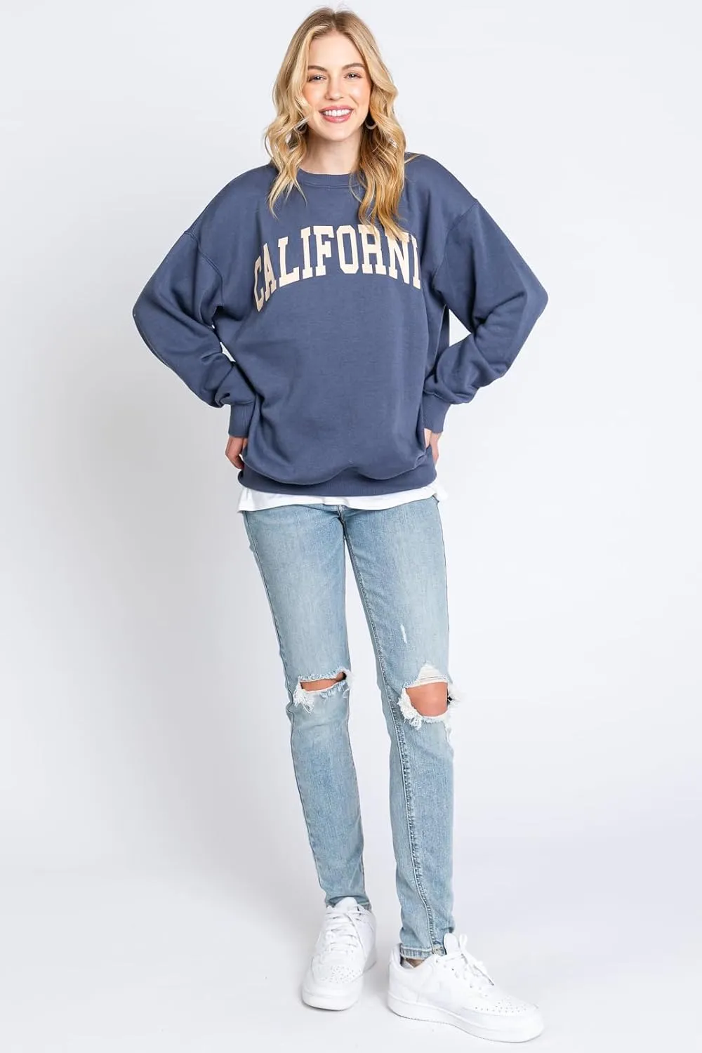 Urban Look Womens Loose Fit California and Los Angeles Fleece Sweatshirts