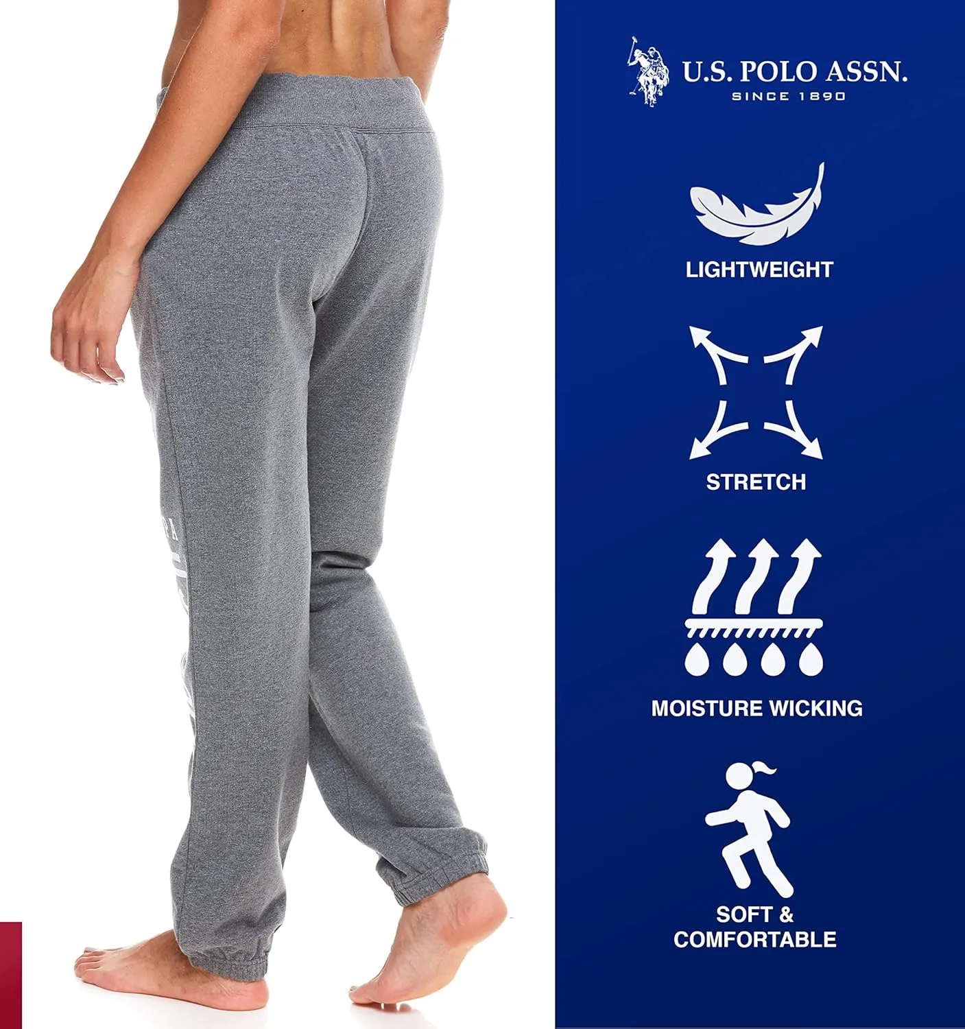 U.S. Polo Assn. Womens Sweatpants - Women Joggers Sweats with Logo Print - French Terry Poly-Cotton