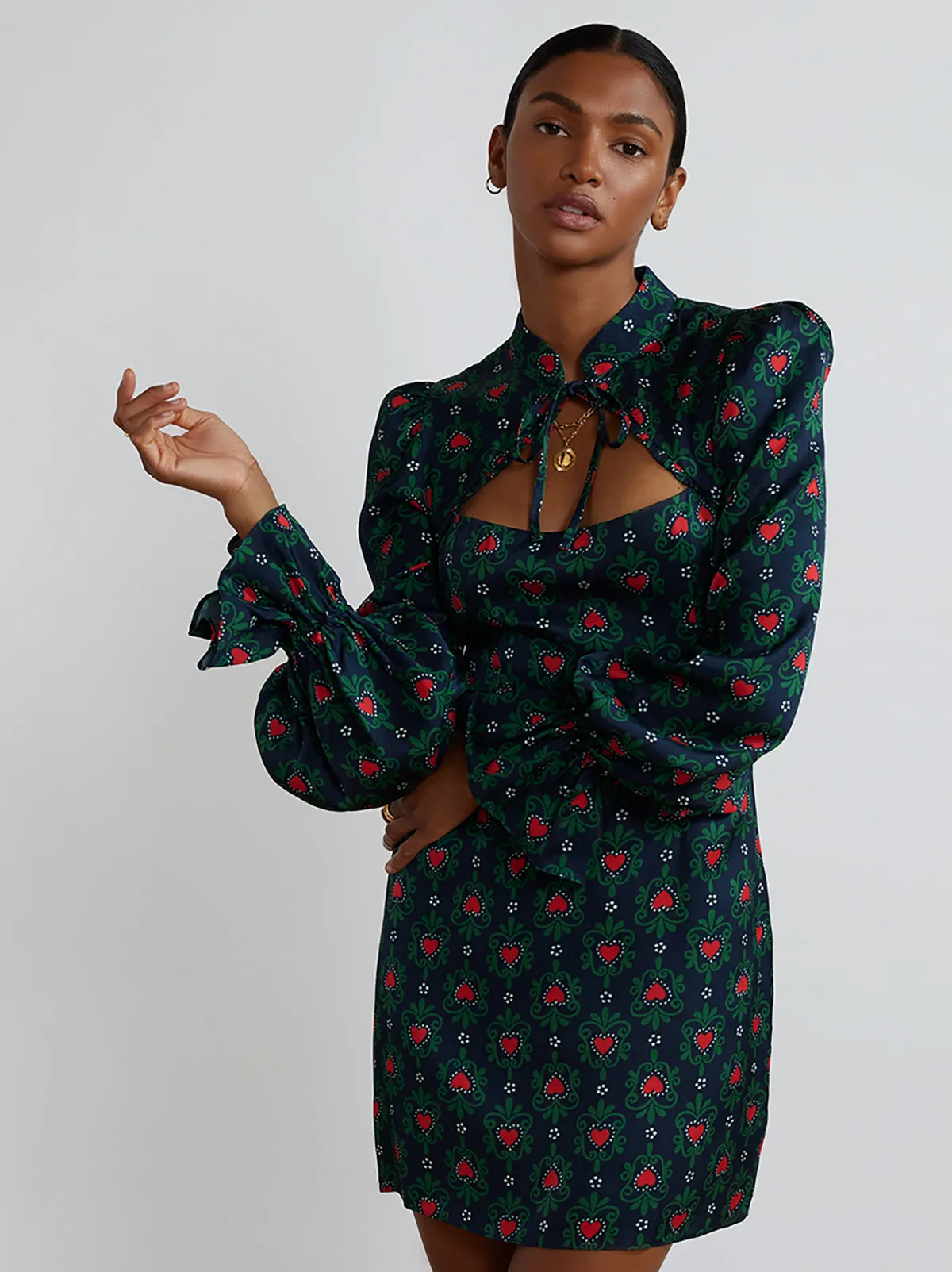 Valentina Navy Heart Mini Dress