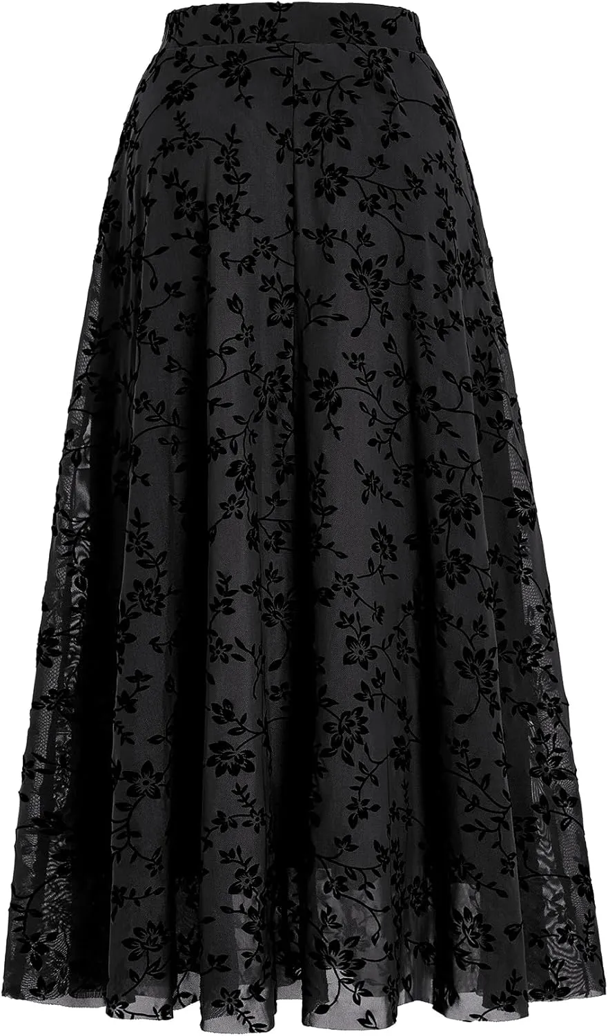 Verdusa Women's Floral Print Y2k Mesh High Waist A Line Fishtail Flowy Long Skirt