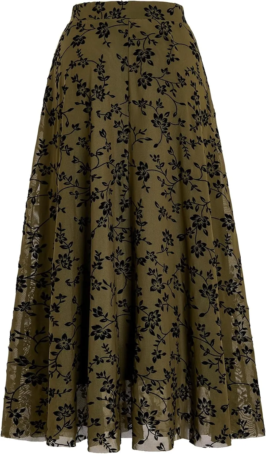 Verdusa Women's Floral Print Y2k Mesh High Waist A Line Fishtail Flowy Long Skirt