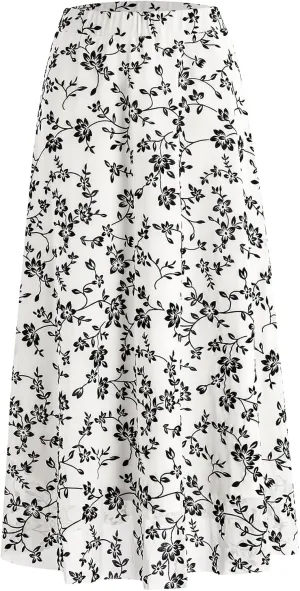 Verdusa Women's Floral Print Y2k Mesh High Waist A Line Fishtail Flowy Long Skirt