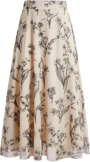 Verdusa Women's Floral Print Y2k Mesh High Waist A Line Fishtail Flowy Long Skirt