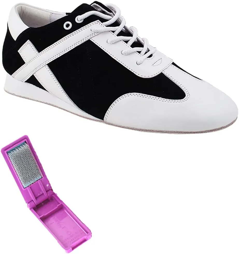 Very Fine Dance Shoes - Mens Latin, Rhythm Ballroom Dance Shoes - SERO106BBX - Flat Heel and Foldable Brush Bundle - Jackson - 10.5