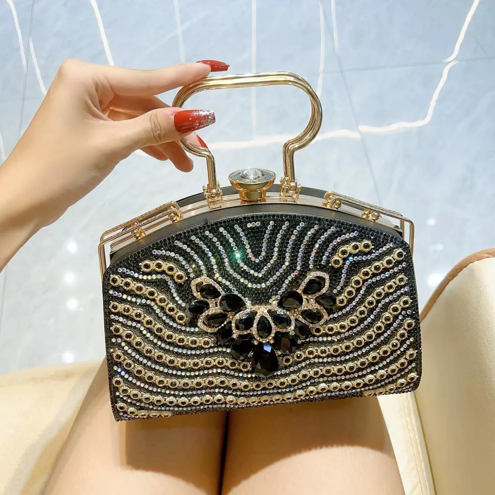 VIFE Womens Crystal Evening Clutch Bag Sparkly Rhinestone Wedding Handbag Purse for Bridal Prom Cocktail Party
