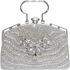 VIFE Womens Crystal Evening Clutch Bag Sparkly Rhinestone Wedding Handbag Purse for Bridal Prom Cocktail Party
