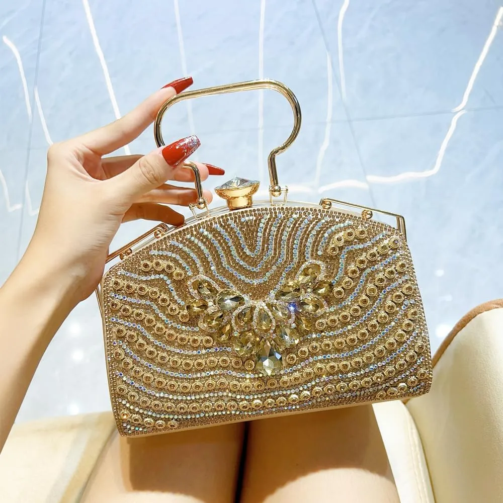 VIFE Womens Crystal Evening Clutch Bag Sparkly Rhinestone Wedding Handbag Purse for Bridal Prom Cocktail Party