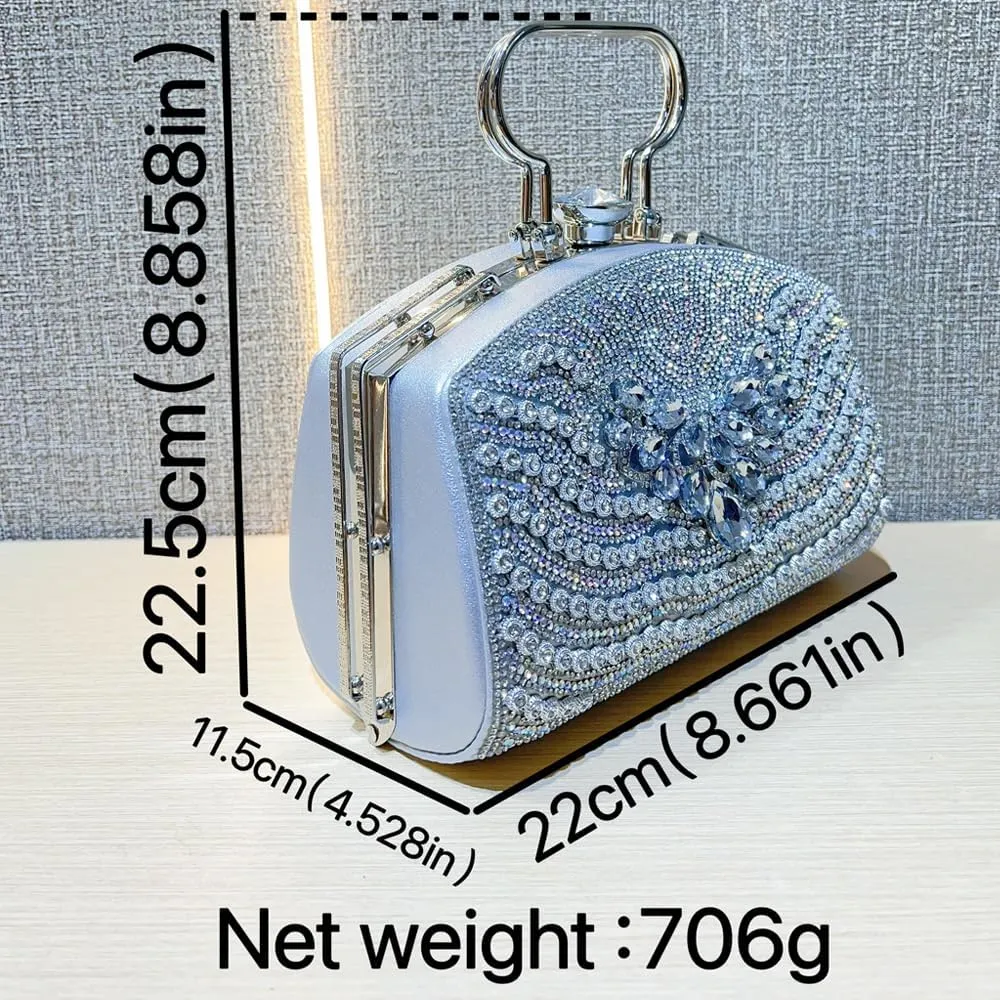 VIFE Womens Crystal Evening Clutch Bag Sparkly Rhinestone Wedding Handbag Purse for Bridal Prom Cocktail Party
