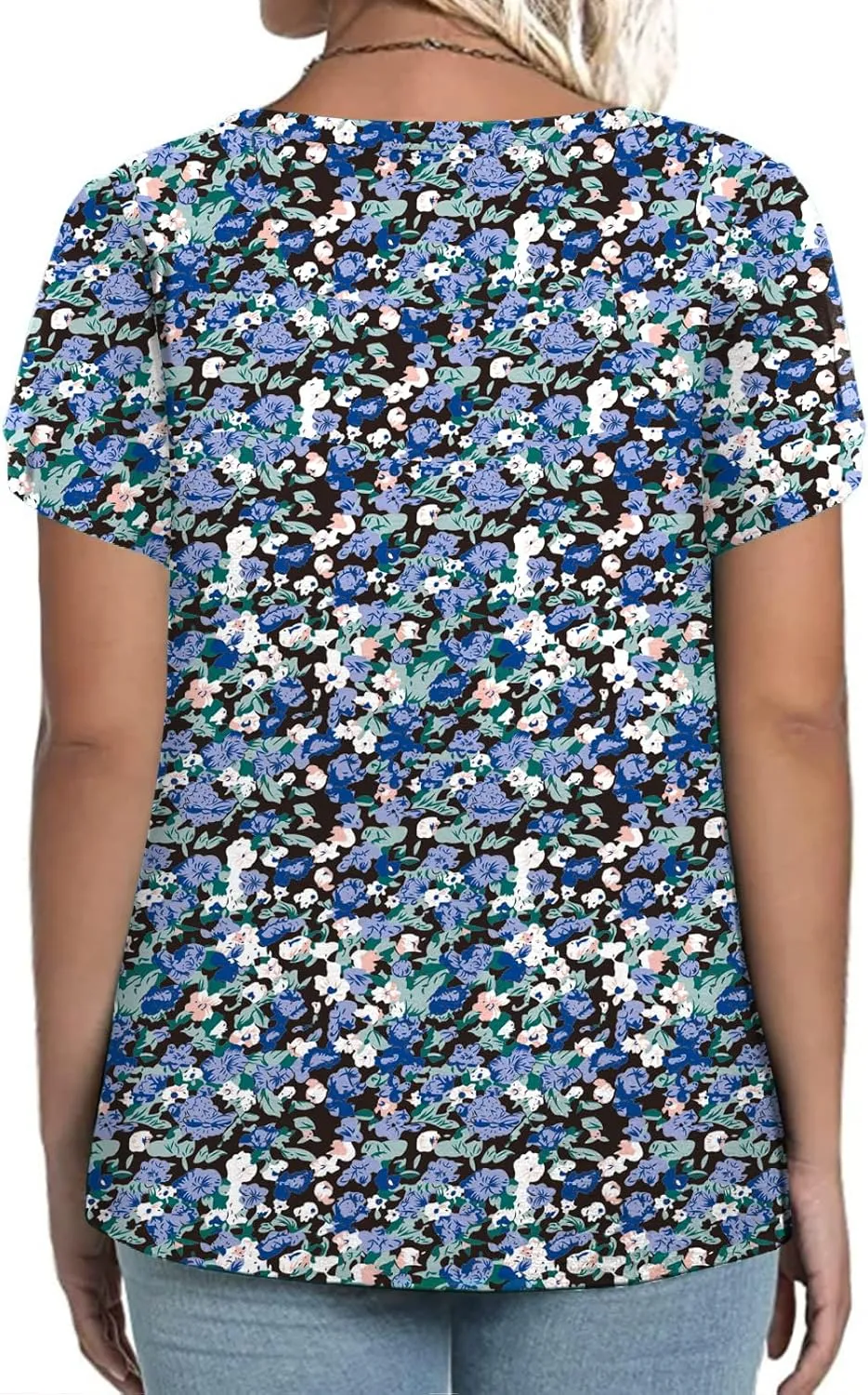 VISLILY Womens-Plus-Size-Summer-Tops Petal Short Sleeve T Shirts Square Neck Blouses Flowy Pleated Tunics XL-5XL