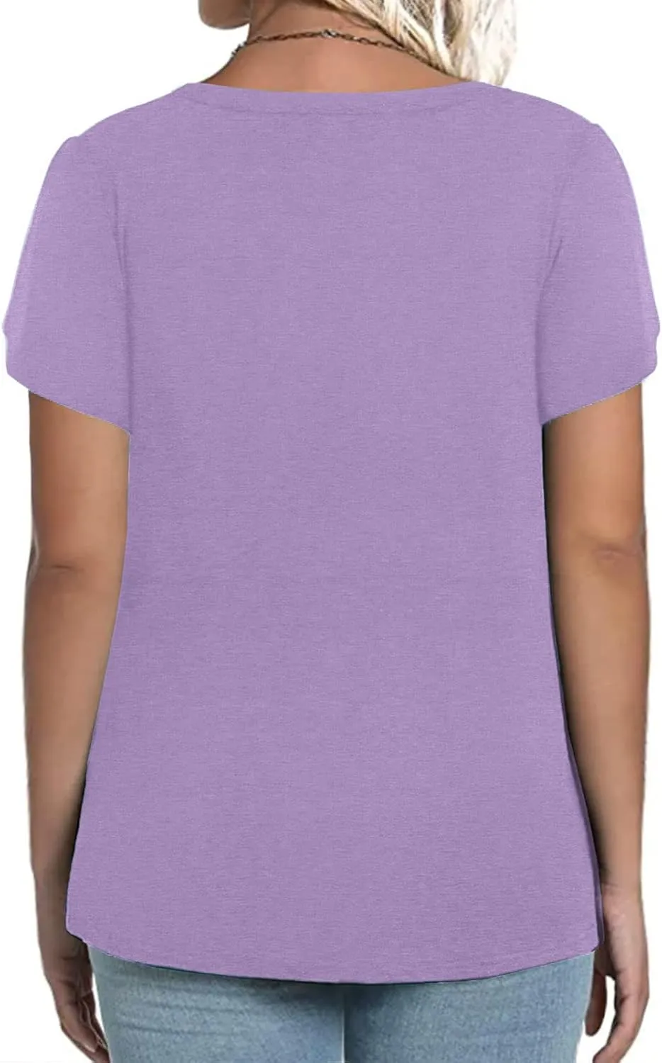 VISLILY Womens-Plus-Size-Summer-Tops Petal Short Sleeve T Shirts Square Neck Blouses Flowy Pleated Tunics XL-5XL