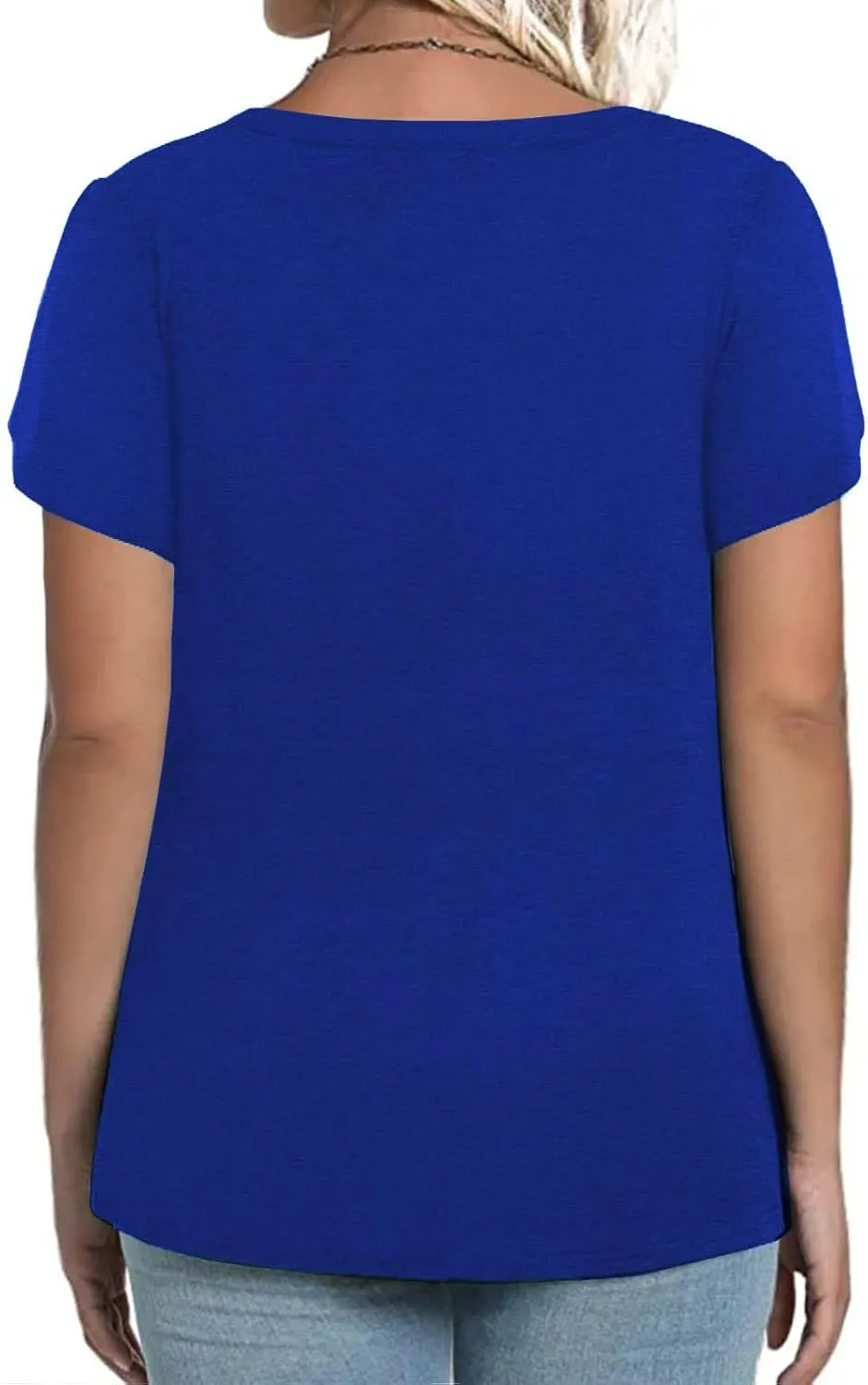 VISLILY Womens-Plus-Size-Summer-Tops Petal Short Sleeve T Shirts Square Neck Blouses Flowy Pleated Tunics XL-5XL