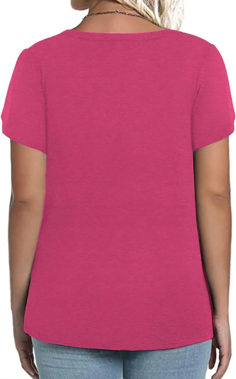 VISLILY Womens-Plus-Size-Summer-Tops Petal Short Sleeve T Shirts Square Neck Blouses Flowy Pleated Tunics XL-5XL