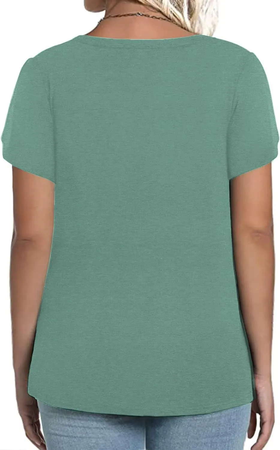 VISLILY Womens-Plus-Size-Summer-Tops Petal Short Sleeve T Shirts Square Neck Blouses Flowy Pleated Tunics XL-5XL