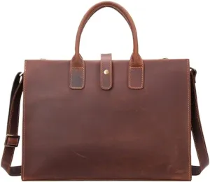 Water Resistant Laptop Briefcase Business Tote Shoulder Messenger Bag Leather Satchel Retro For Office