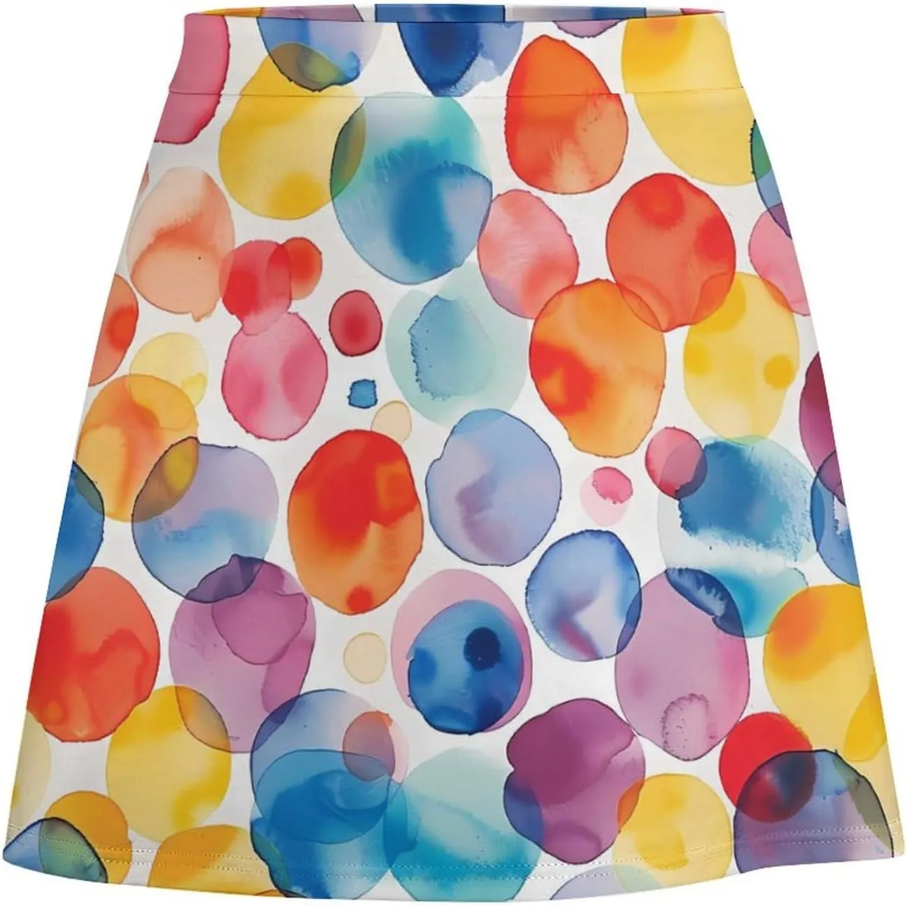 Watercolor Colourful Spot Women's Short Skirt Summer Casual Mini Skorts High Waisted Skirts Stretchy