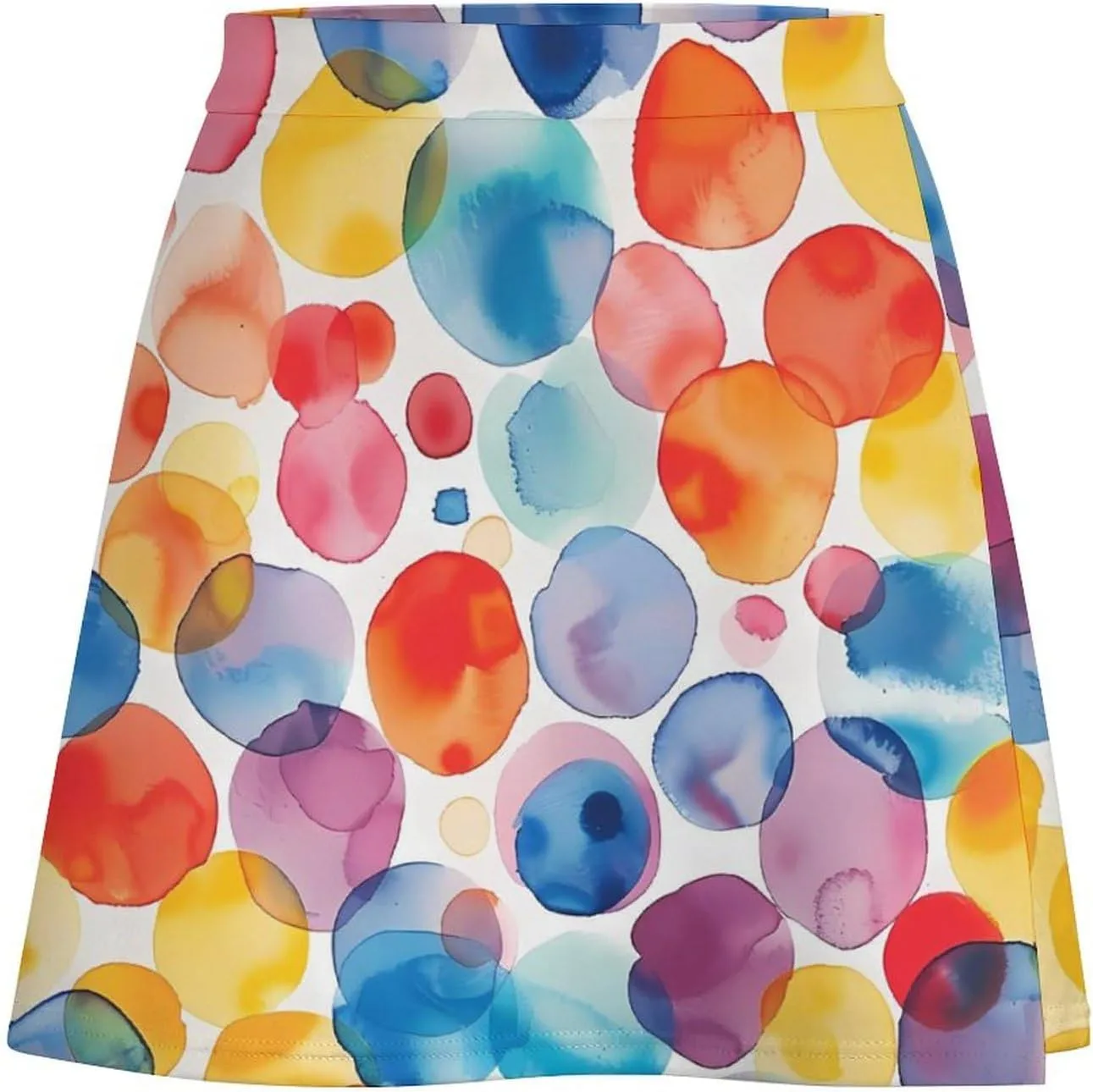 Watercolor Colourful Spot Women's Short Skirt Summer Casual Mini Skorts High Waisted Skirts Stretchy