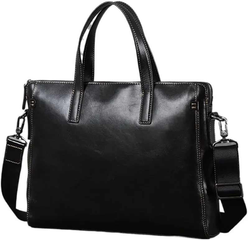 Waterproof Vintage Leather Laptop Bag with Computer Compartment Men's Briefcase For Business Travel Office Work