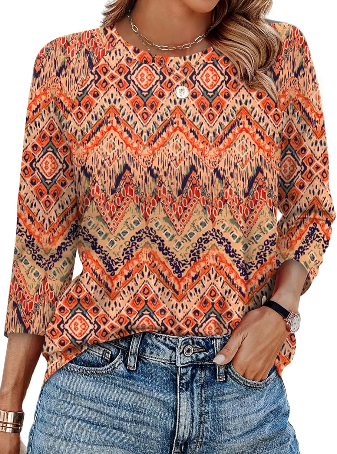 WIHOLL 3/4 Length Sleeve Womens Tops Summer Basic Business Casual Blouses 2025 Fashion
