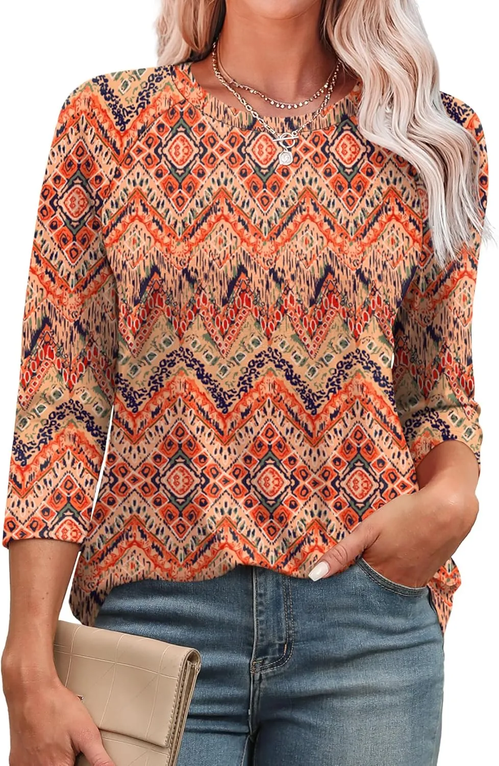 WIHOLL 3/4 Length Sleeve Womens Tops Summer Basic Business Casual Blouses 2025 Fashion