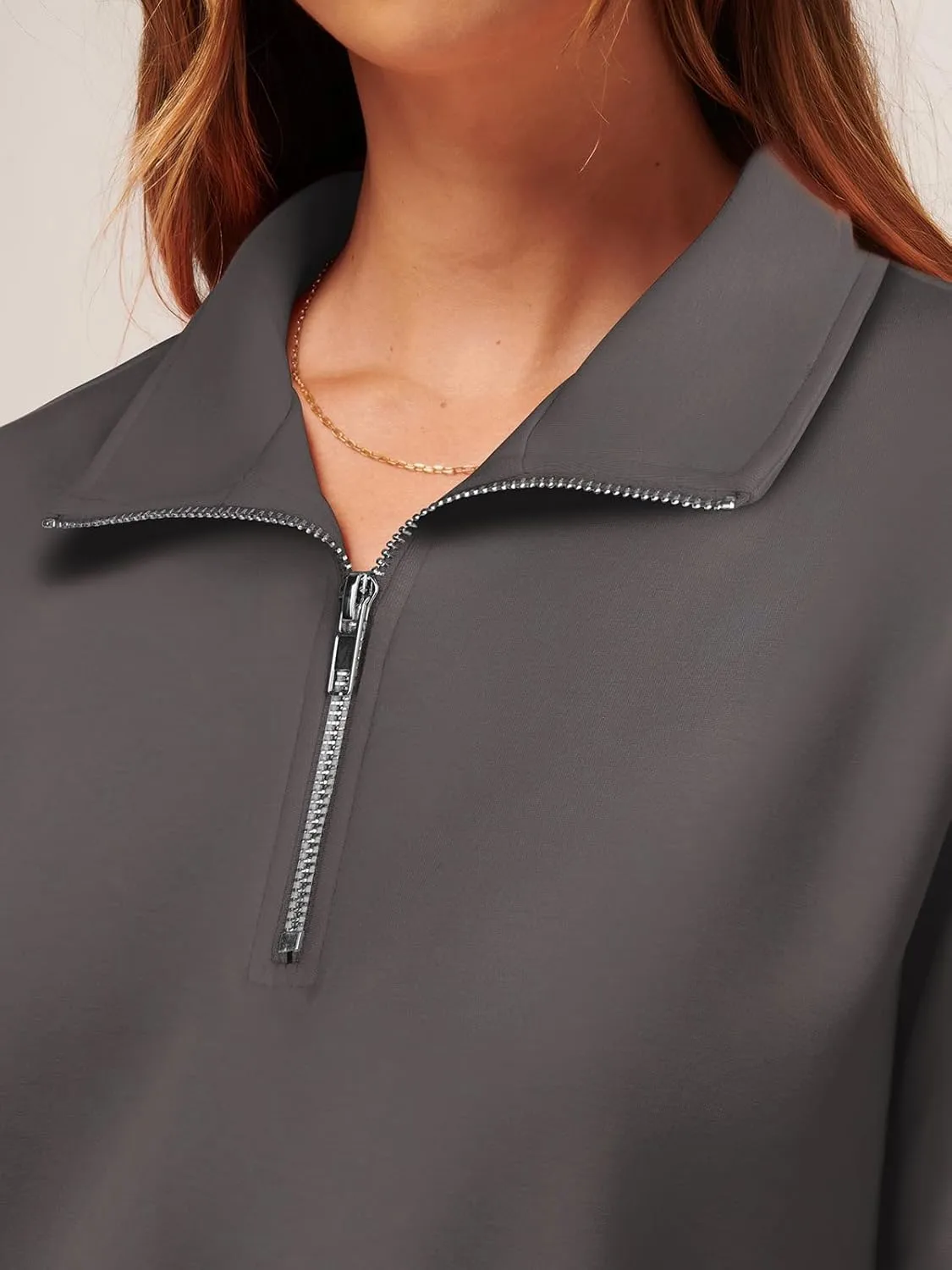 WIHOLL Women's Half Zip Sweatshirts Cropped Slim Fit Long Sleeve Pullover Soft Quarter Zipper Hoodies Fall Outfits 2024