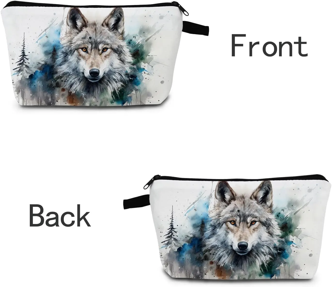 Wolf Makeup Bag for Women Travel Cosmetic Organizer Bag Teacher Appreciation Gifts Small Zipper Toiletry Bag