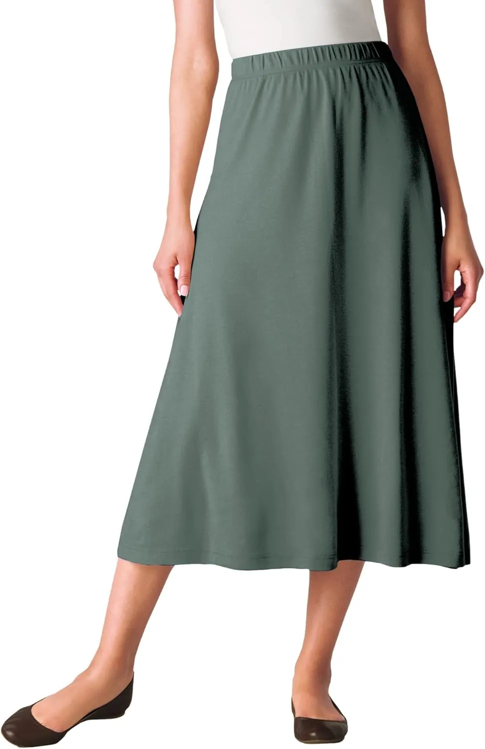 Woman Within Women's Plus Size Petite 7-Day Knit A-Line Skirt