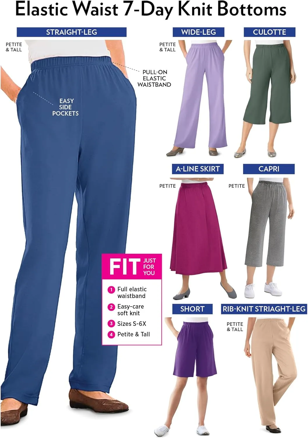 Woman Within Women's Plus Size Petite 7-Day Knit A-Line Skirt
