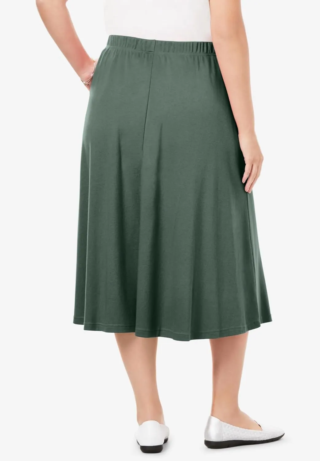 Woman Within Women's Plus Size Petite 7-Day Knit A-Line Skirt