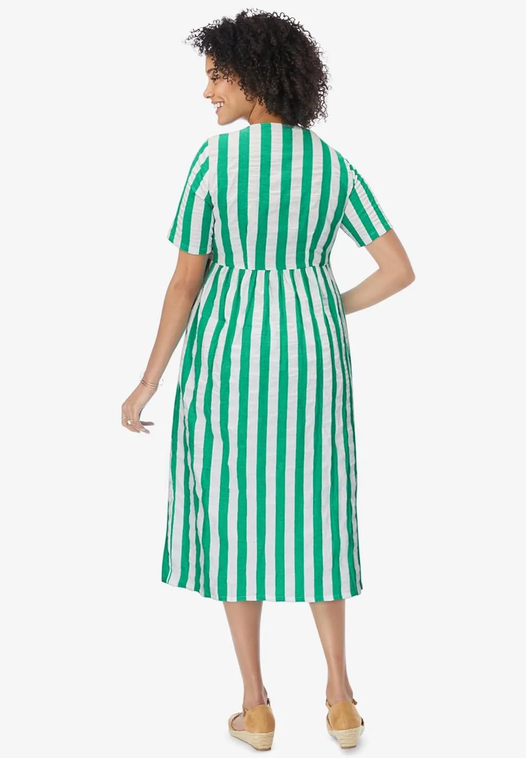 Woman Within Women's Plus Size Short-Sleeve Seersucker Dress
