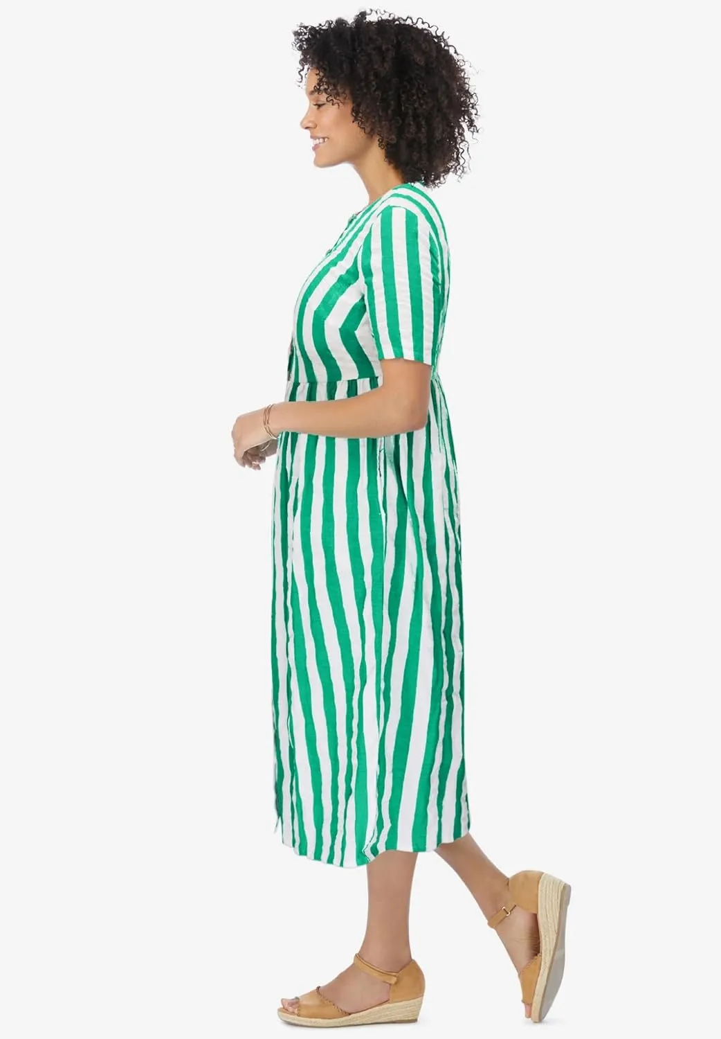 Woman Within Women's Plus Size Short-Sleeve Seersucker Dress