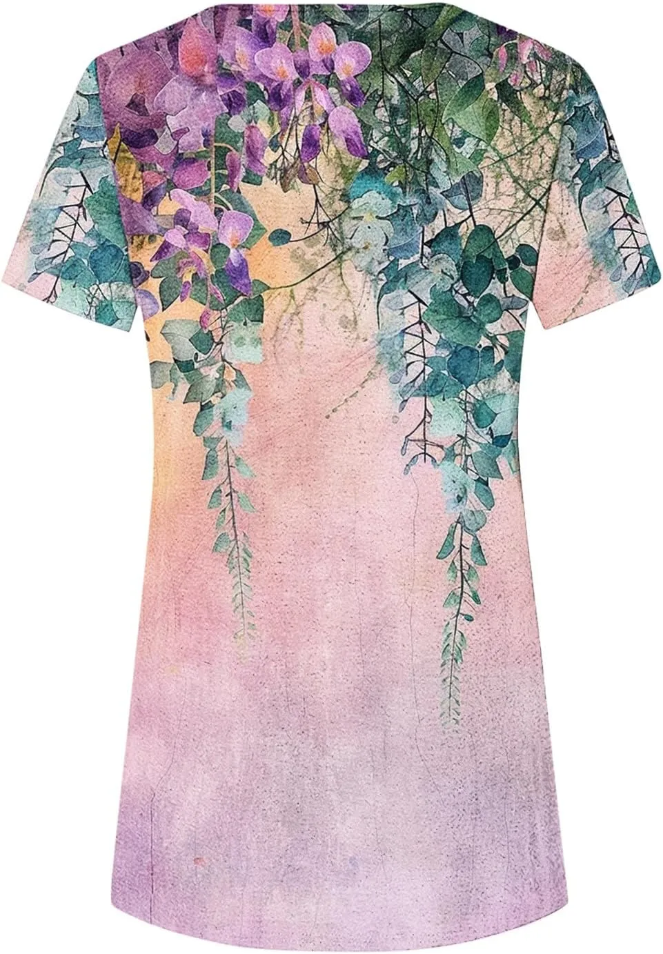 Women 2024 Short Sleeve Summer Shirts Floral Print Fitted Causal Tshirts Boho Blouses Tunics Dressy Trendy Clothes