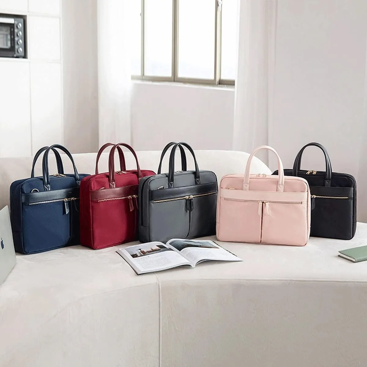 Women Briefcases Lightweight Men's Laptop Bag 13 inch Water Resistant Crossbody Business Handbag (Color : Gray, Size : 35.5 * 27 * 9cm)