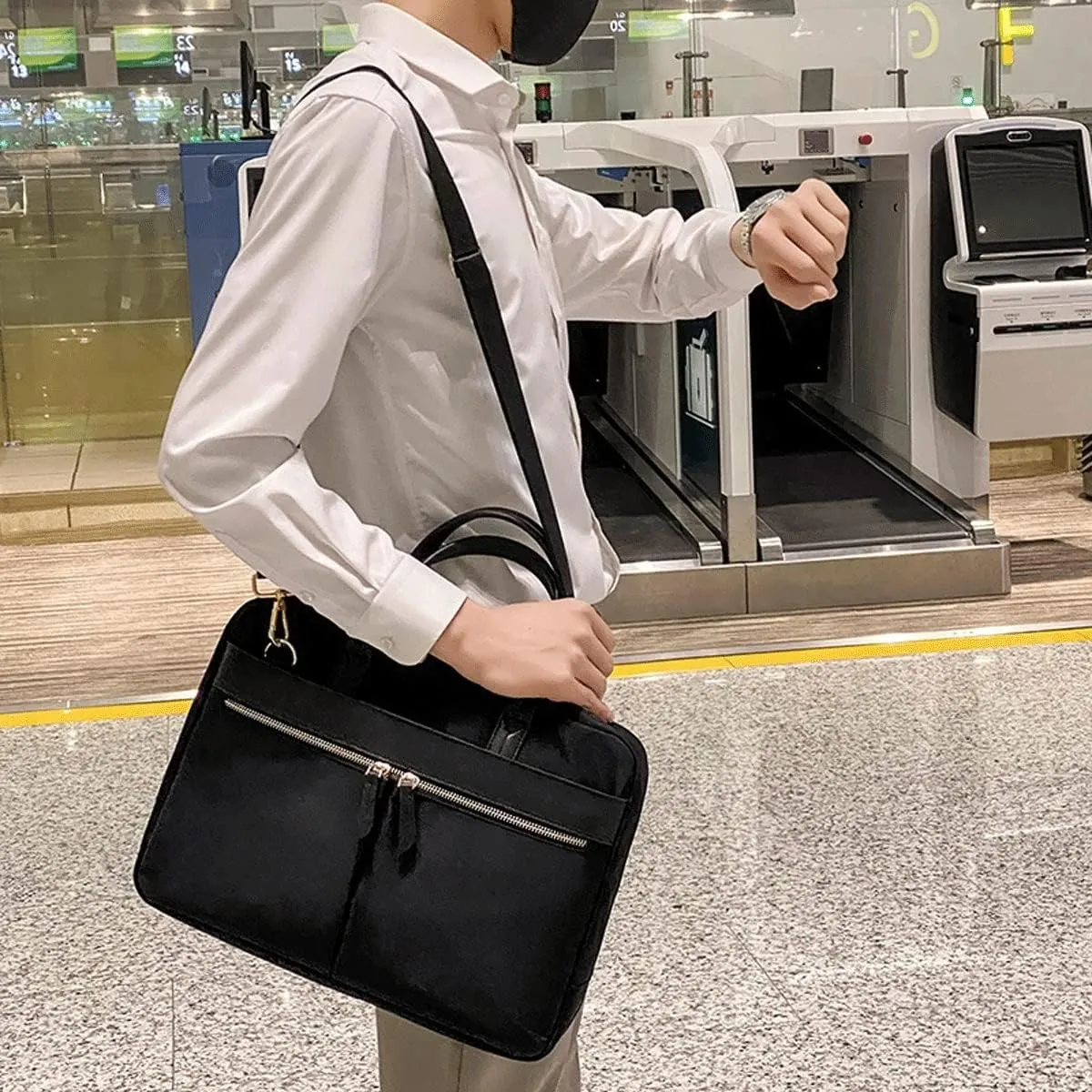 Women Briefcases Lightweight Men's Laptop Bag 13 inch Water Resistant Crossbody Business Handbag (Color : Gray, Size : 35.5 * 27 * 9cm)