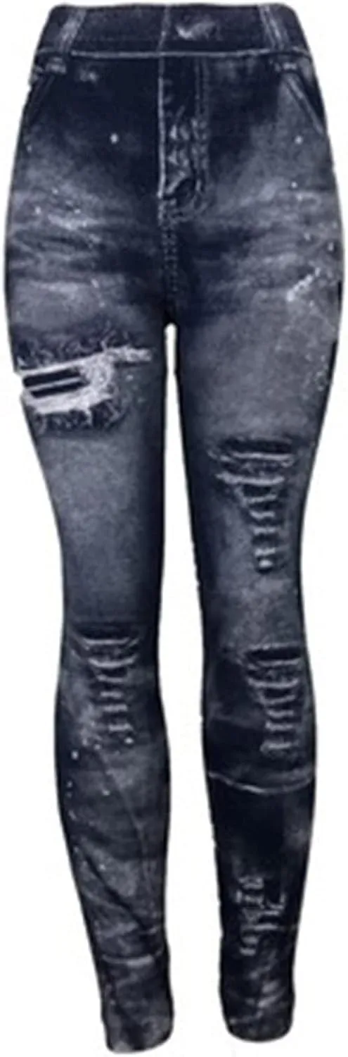 Women Denim Print Leggings Fake Jeans Seamless Full Length Tights High Waist Jeggings Workout Sport Yoga Pants