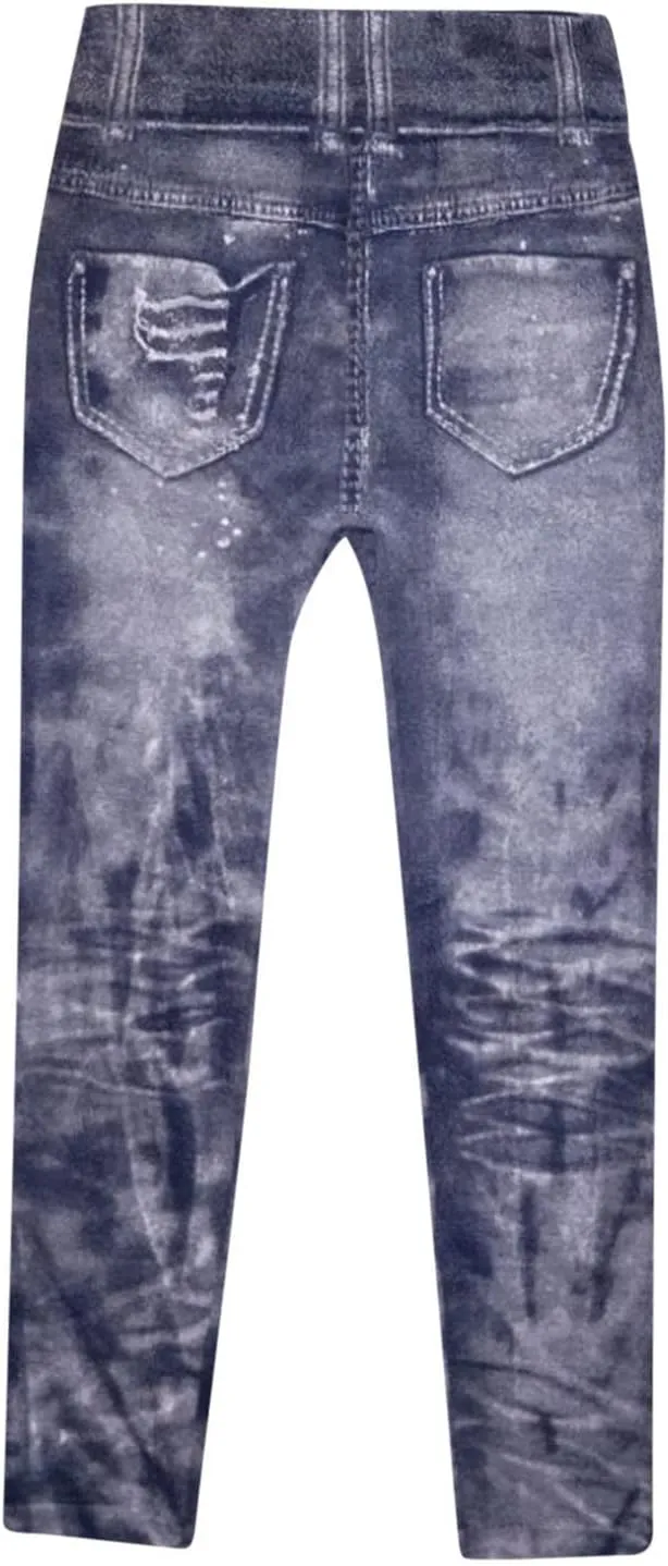 Women Denim Print Leggings Fake Jeans Seamless Full Length Tights High Waist Jeggings Workout Sport Yoga Pants
