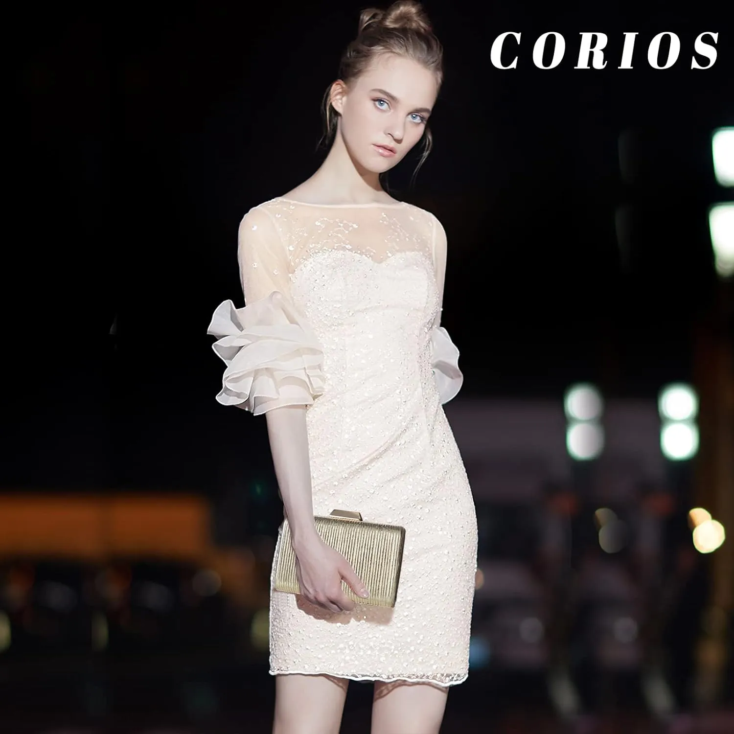 Women Evening Bag Pleated Clutch Bag Bridal Wedding Purse Ladies Shoulder Bag Handbag With Detachable Chain