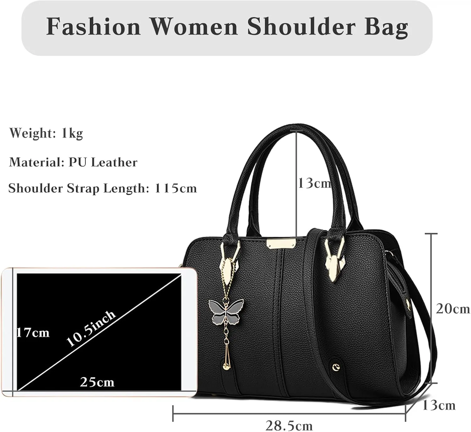 Women Handbag Tote Bag PU Leather Shoulder Bag Crossbody Bag Waterproof Satchel Bag Messenger Bag for Work Travel