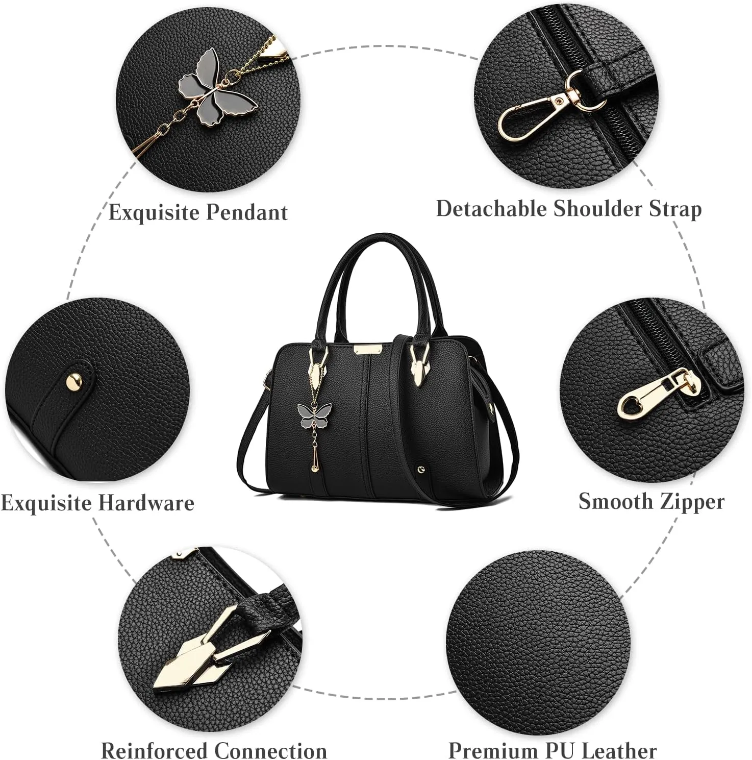 Women Handbag Tote Bag PU Leather Shoulder Bag Crossbody Bag Waterproof Satchel Bag Messenger Bag for Work Travel